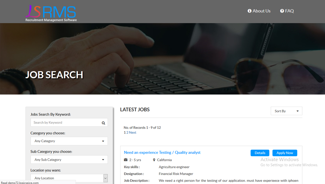 screenshot of Recruitment Management Software